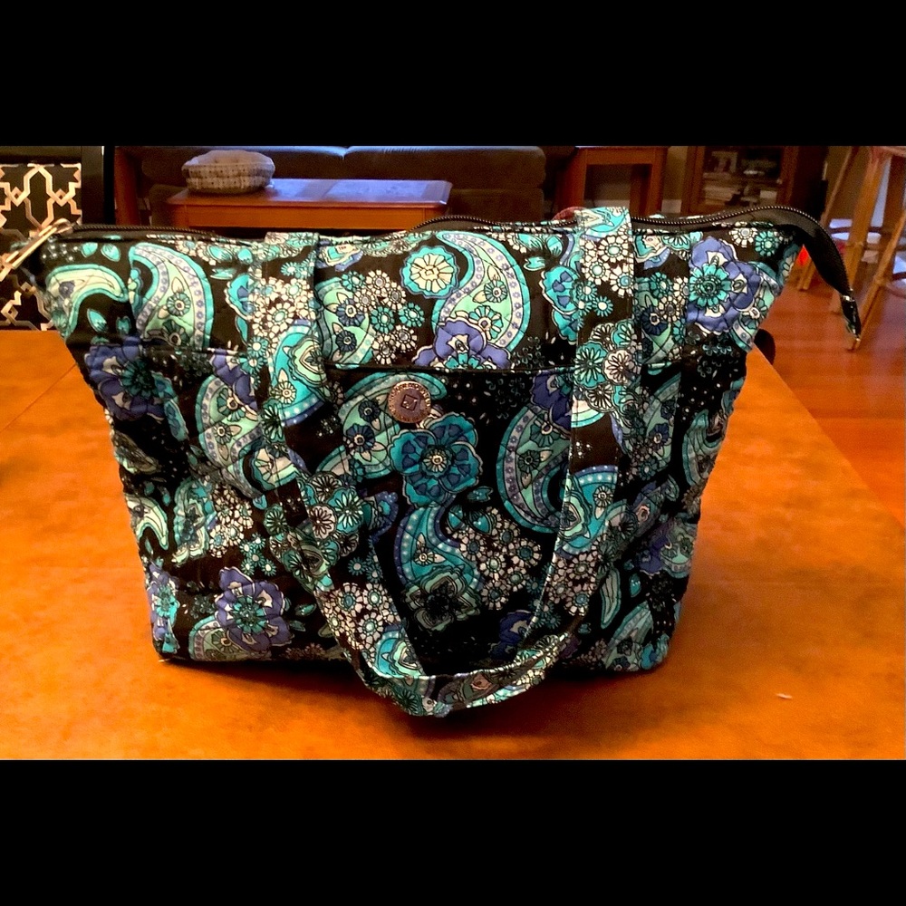 Stone Mountain black Blue Paisley handbag